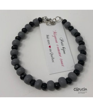 Bijoux Création Doigts de Fée Bracelet | Perle de Bois | Charcoal & noir
