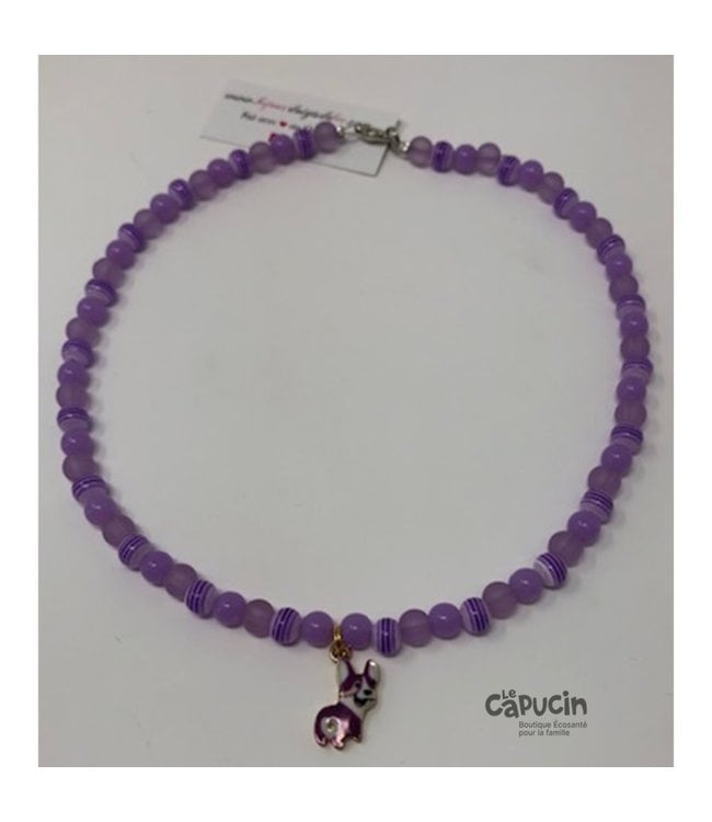 Necklace | Fancy Bead | Purple & Lilac | Purple Dog