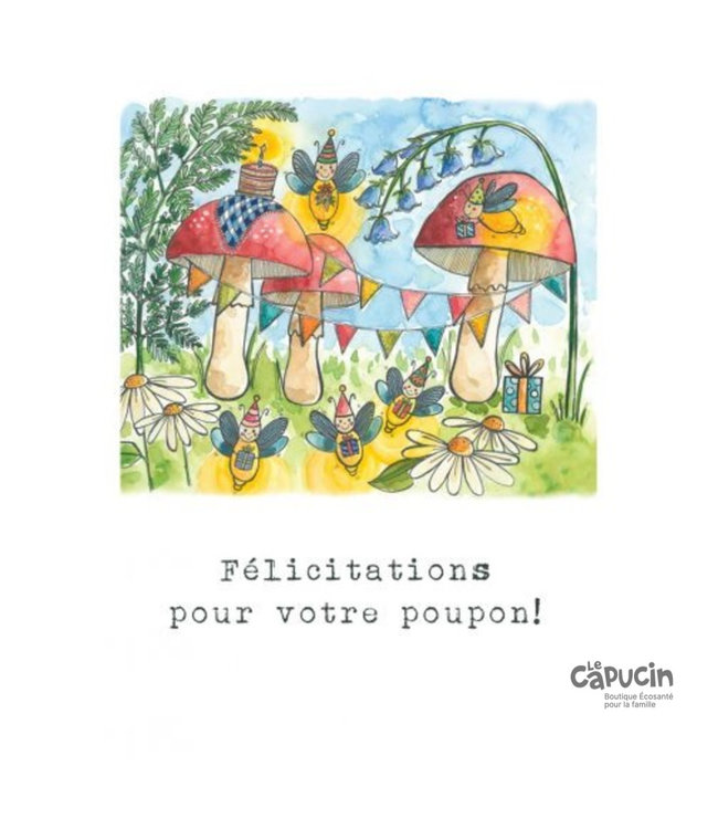 Stéphanie Renière Illustration Birth Card | Lili Pattern | Fench | Félicitations pour cotre poupon!