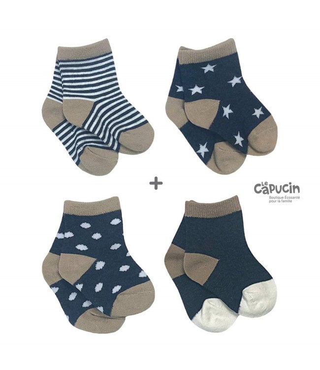 Perlimpinpin Baby socks | 4 items | Navy | 0-6 m