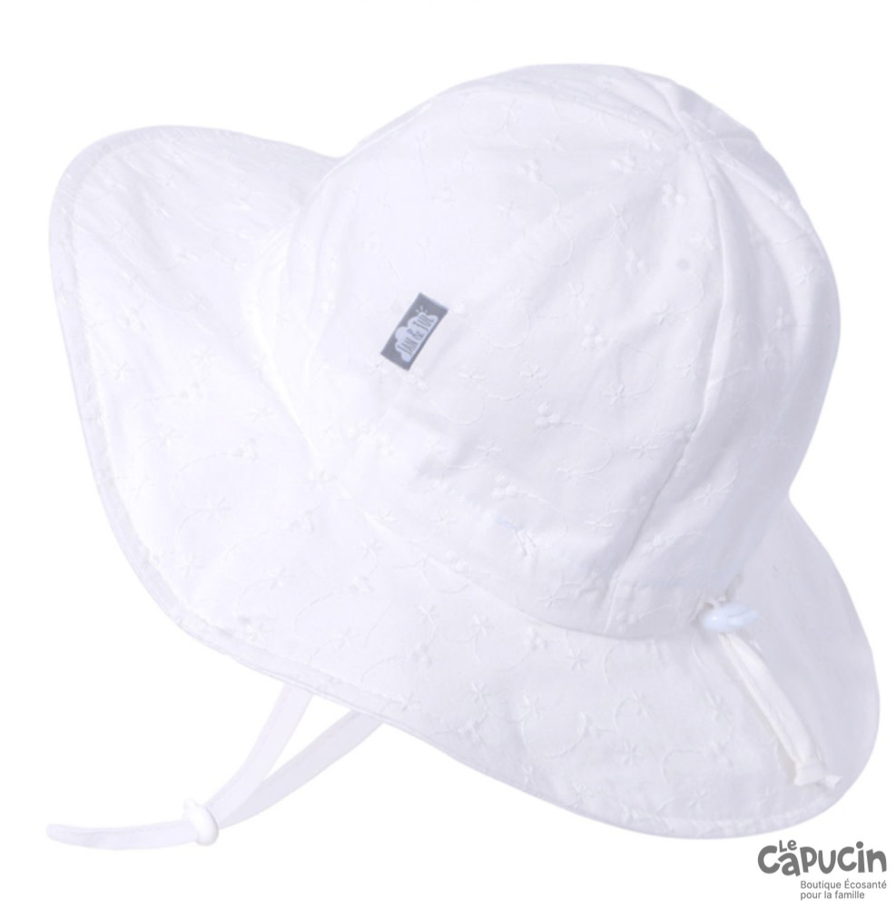 Sun Hat - Cotton Floppy - White Eyelet - Le Capucin