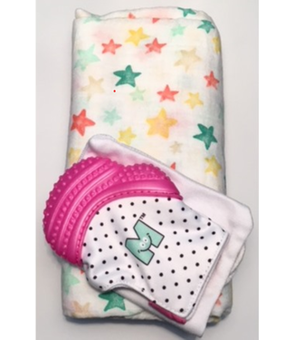 Le Capucin Gift Set | Colorful Stars/Munch Mitt Pink