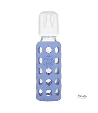 Life Factory Biberon de verre à gaine de silicone 9 oz - LifeFactory Bleuet