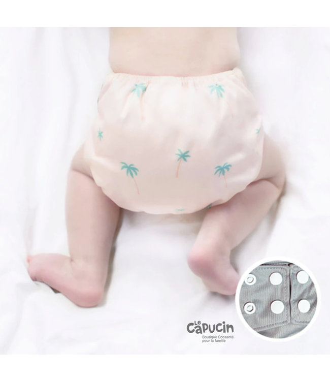 Pocket diaper | LPO snaps | Palm Tree | 10-35 lbs
