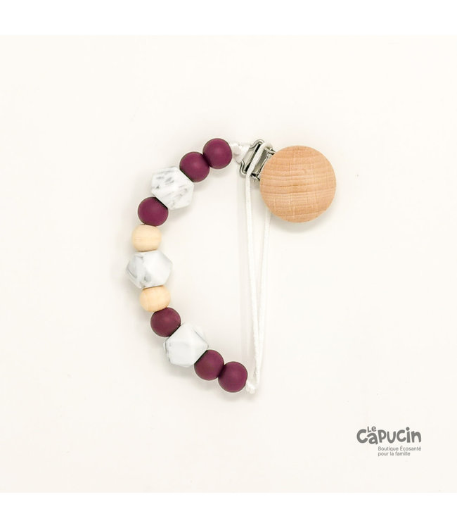Pacifier clip | Wood/Marble/Burgundy