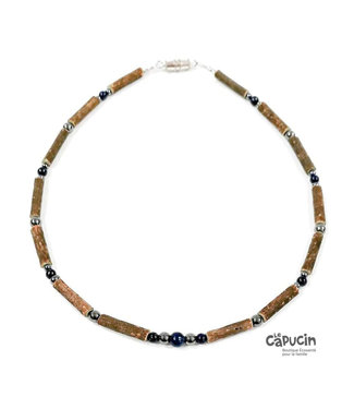 Pur Noisetier Necklace | 11 Inches | Lapis lazuli and hematite