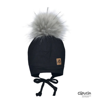 Perlimpinpin Beanie with pompom - Black - 2-6 years