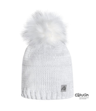 Perlimpinpin Winter toque with detachable pom-pom - White