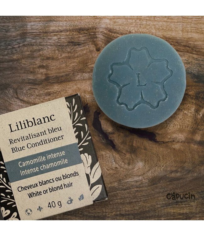 Blue solid conditioner - White or blond hair - Intense chamomile - 40 g - by Liliblanc