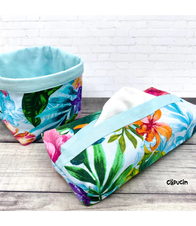 Set of 24 washable tissues - Hibiscus Turquoise