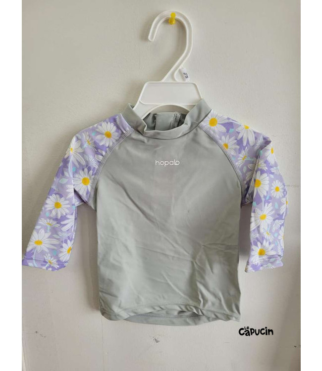 Long sleeve swimsuit sweater - Daisies / Grey