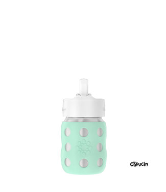 Lifefactory 8 oz Stainless Steel Baby Bottle with Straw Cap, Cantalope