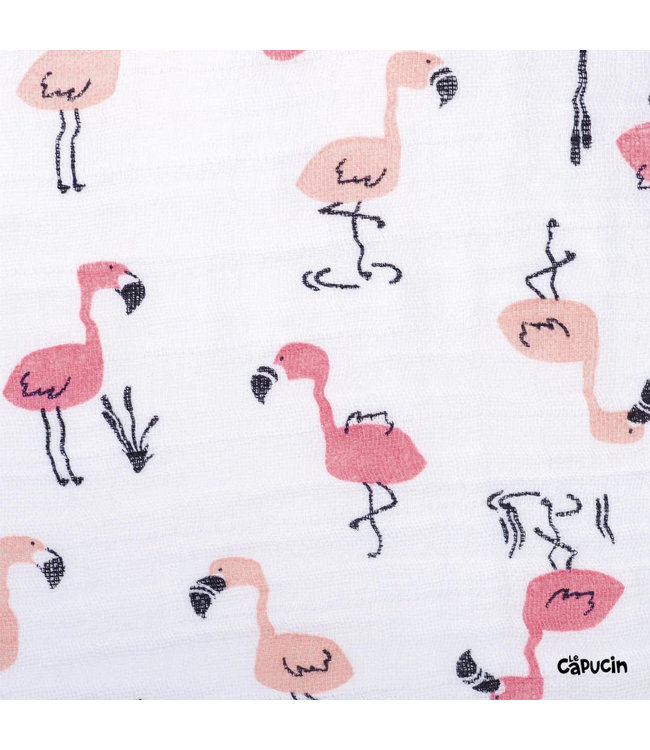 Muslin blanket - Pink flamingos