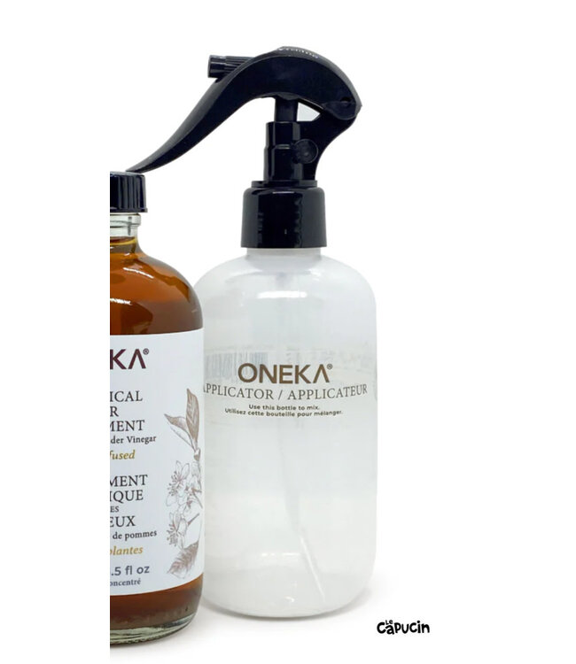 Bottle applicator with spray nozzle for botanical treatment - Oneka