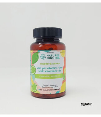 Nature's Sunshine Sunshine Heroes Multi Vitamines plus Fer | 100 Comp. à  Croquer