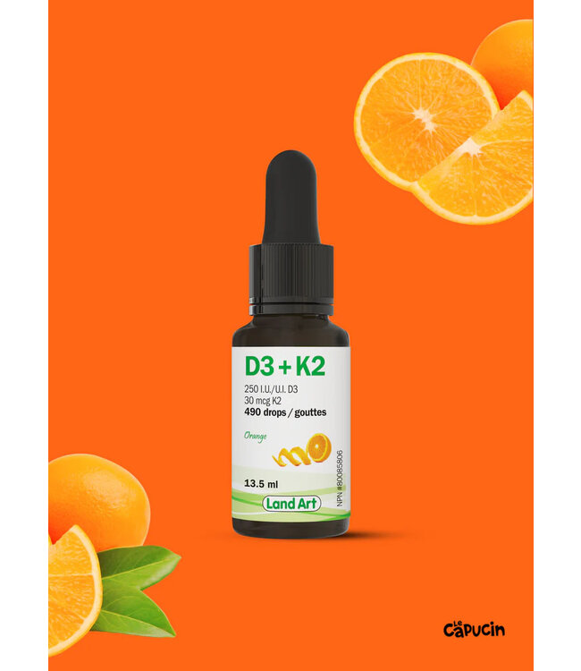 Vitamine D3+K2 13.5 ml orange par Land Art