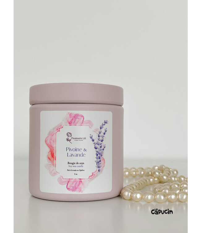 Peony & Lavender soy candle - 9 oz by Pivoinerie Lili