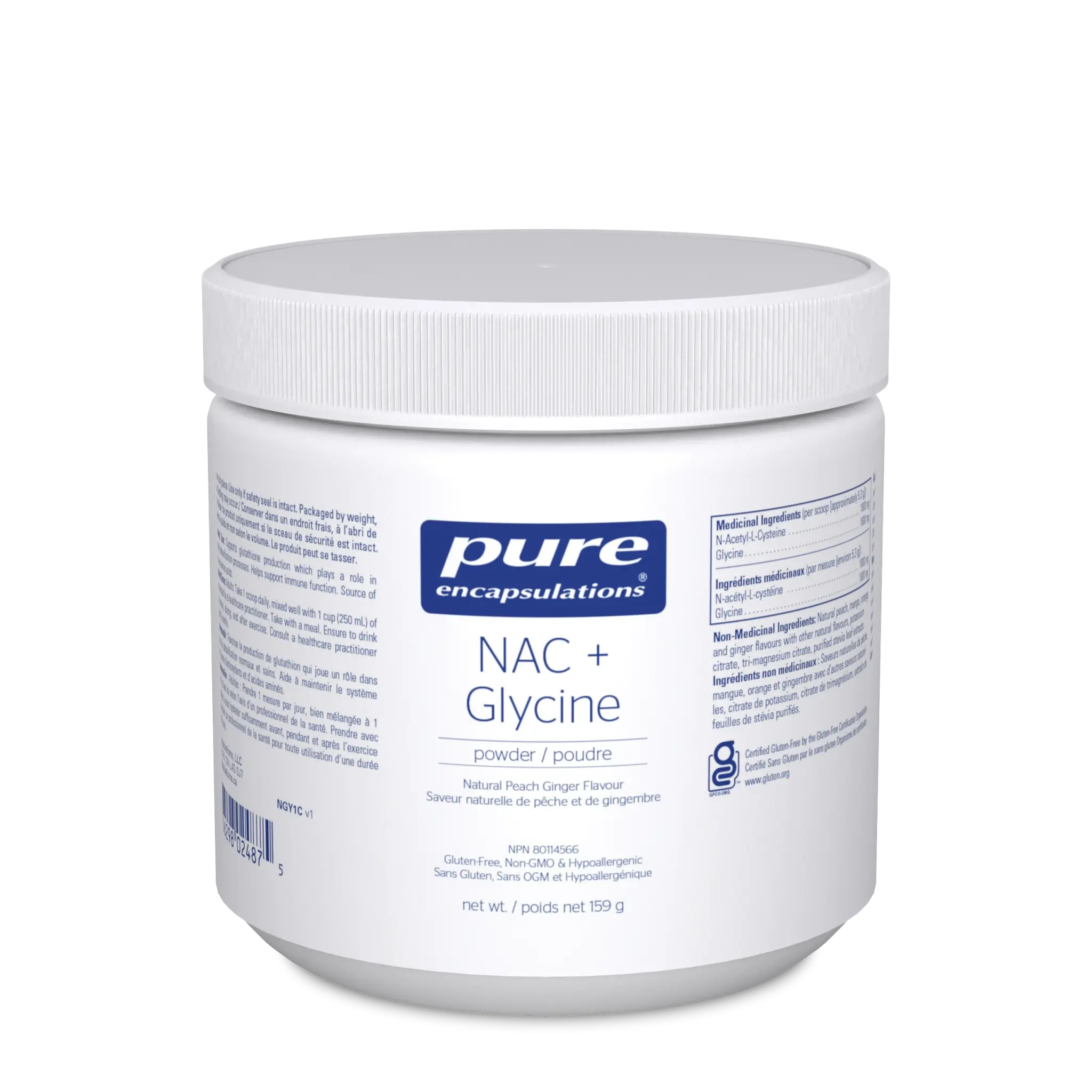 NAC + Glycine en poudre 159 g par Pure Encapsulations - Le Capucin Inc