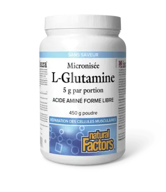 Natural Factors Micronized L-Glutamine Amino Acid 5 g powder - 450 g - by Natural Factors