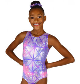 TumbleWear Little Girl's Leotard Bree | Purple Rhinestone-Child