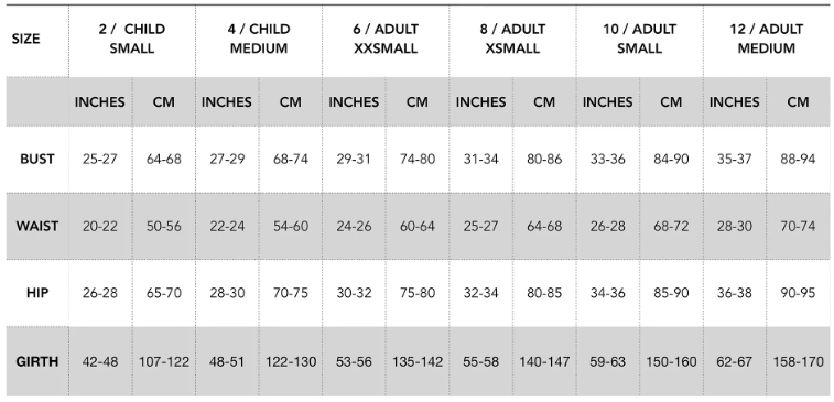 Danse de Paris Sizing Guide - Beam & Barre