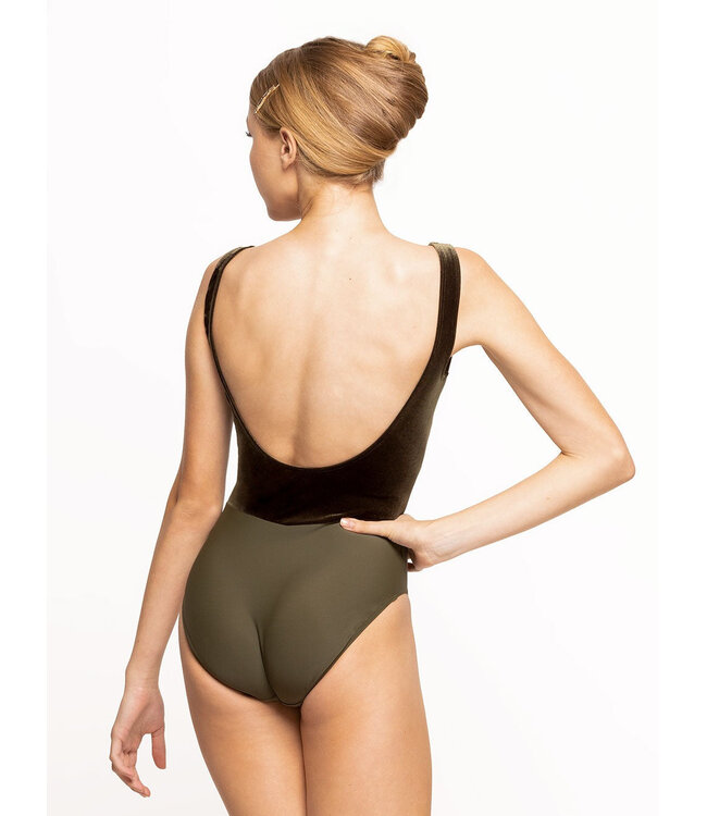 Ladies' Allison Dark Olive Velvet Leotard