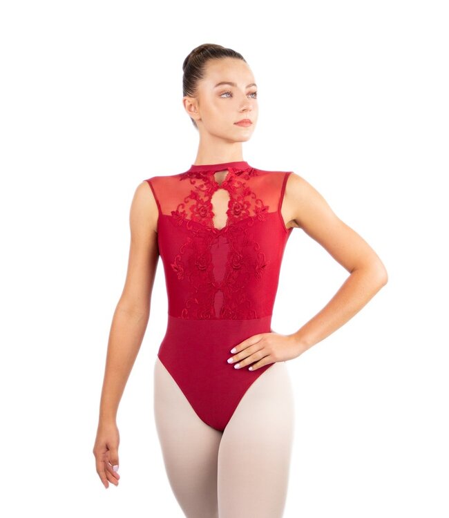 Ladies' Mirielle High Neck Leotard Bordeaux