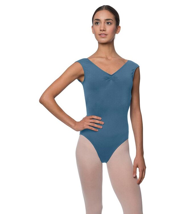 Ladies' Peyton Cap Sleeve Leotard Blue