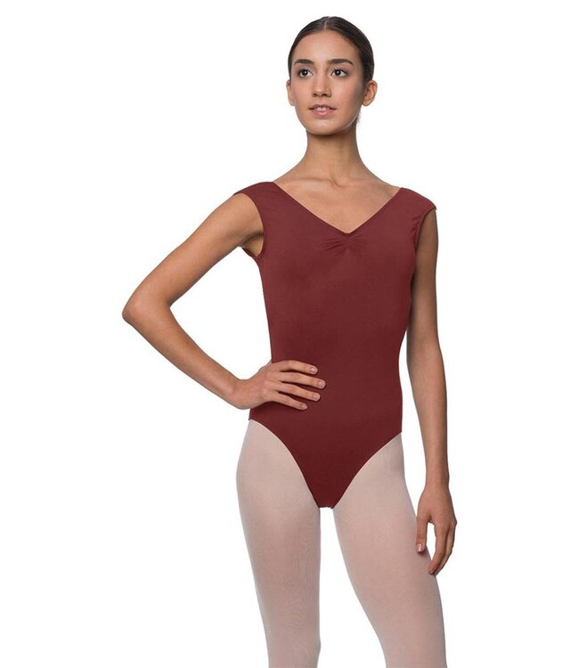 Ladies' Peyton Cap Sleeve Leotard Burgundy