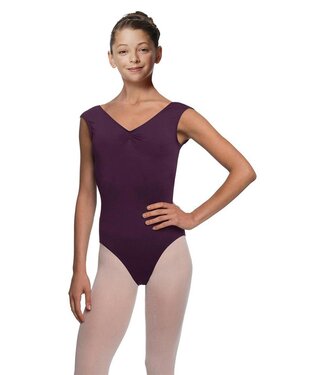 Lulli Children's Peyton Cap Sleeve Leotard Aubergine