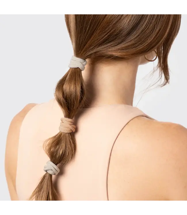 Recycled Nylon Glitter Medium Elastics 12pc Neutral