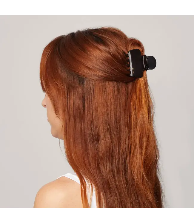 Recycled Plastic Medium Puffy Claw Clips 2pc Set Black & Tort