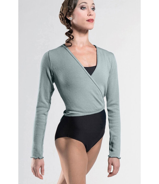 Ladies' Menuet Knitted Wrap Sweater Grey