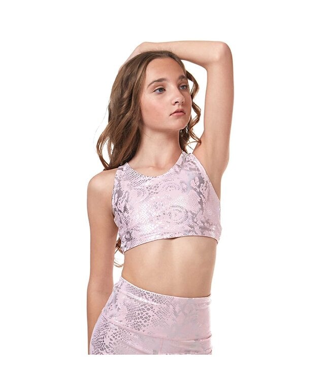 Children's Vitality V-Neck Crop Top Pink Snake