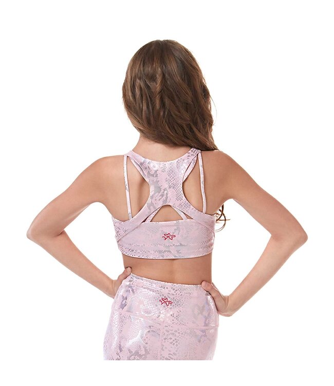 Children's Vitality V-Neck Crop Top Pink Snake