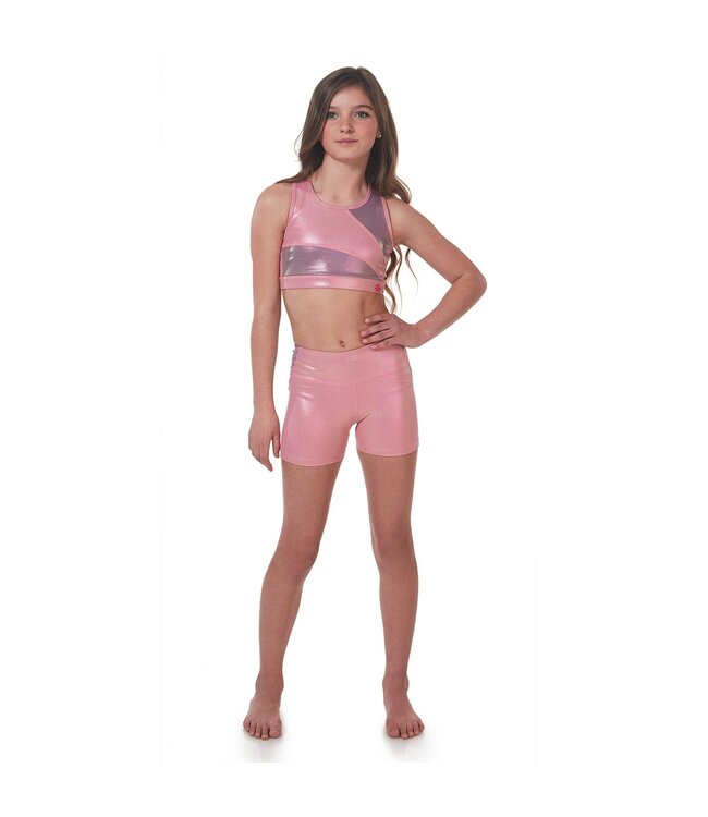 Children's Level Up! Compression Shorts Iridescent Pink