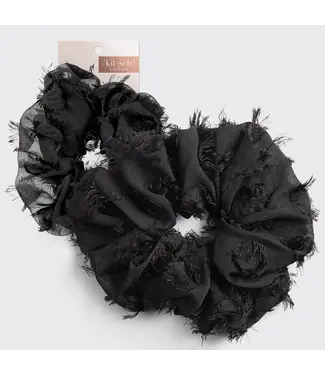 Kitsch Brunch Scrunchie Frayed Black