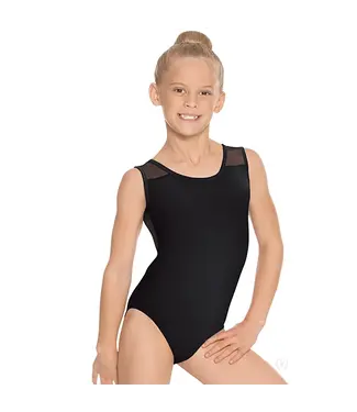 Eurotard Children's Girls Silhouette Mesh Back Tank Black