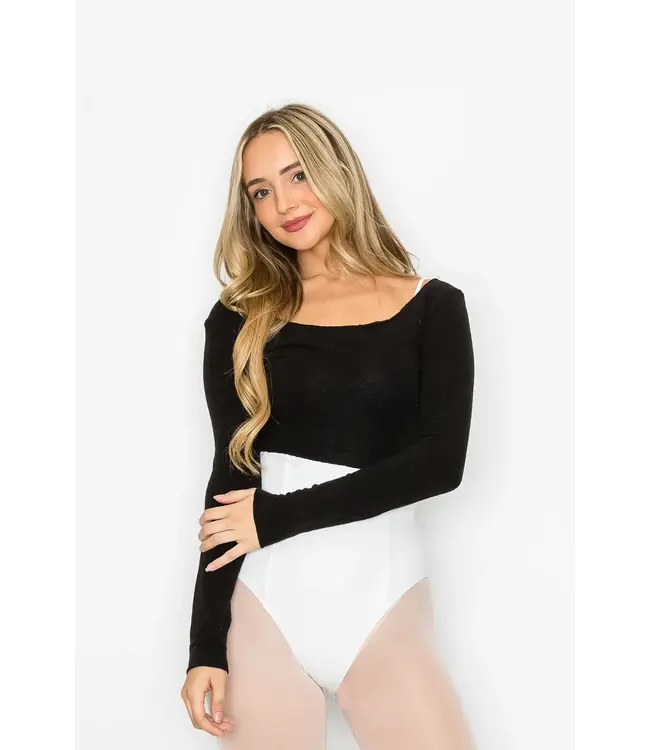 Ladies' Chloe Crop Top Angora Black O/S