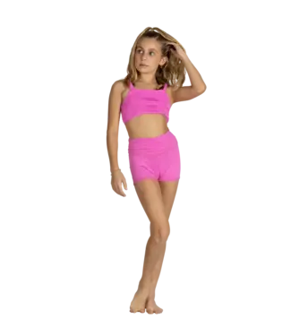 XODanceCO Children's Sassy Scrunch Top Pink Pop