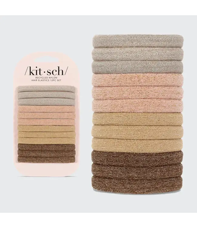 Recycled Nylon Glitter Medium Elastics 12pc Neutral