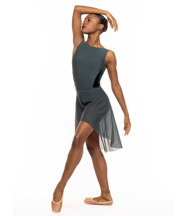 Ladies Dramatic High-Low Skirt Dark Forest Mesh