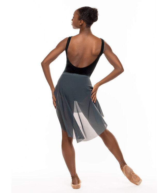 Ladies Dramatic High-Low Skirt Dark Forest Mesh