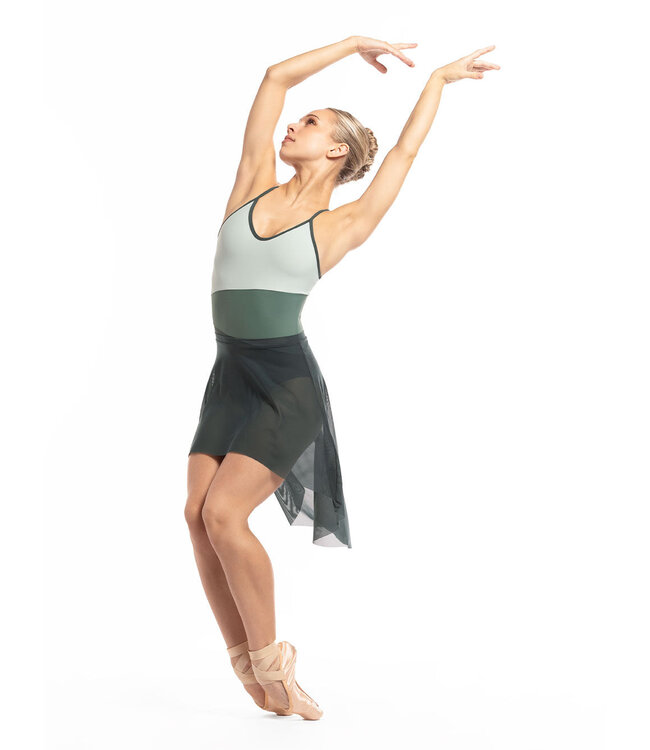 Ladies Dramatic High-Low Skirt Dark Forest Mesh