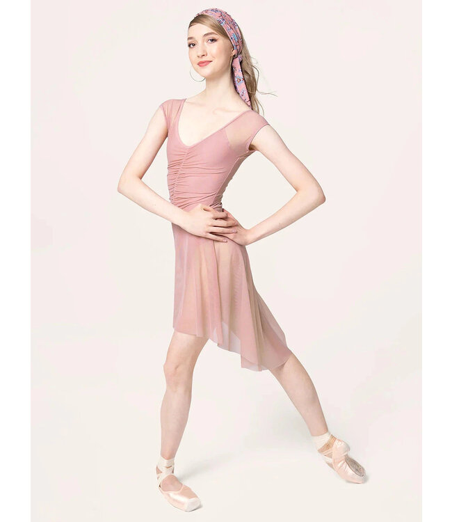 Ladies' Long High-Low Skirt Dusty Rose Mesh