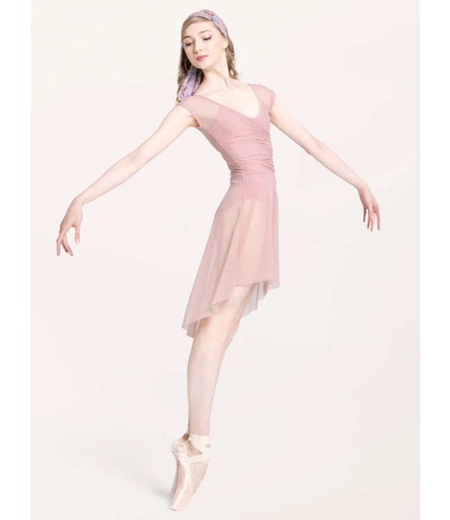 Ladies' Long High-Low Skirt Dusty Rose Mesh