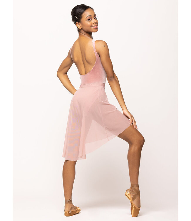 Ladies' Long High-Low Skirt Dusty Rose Mesh