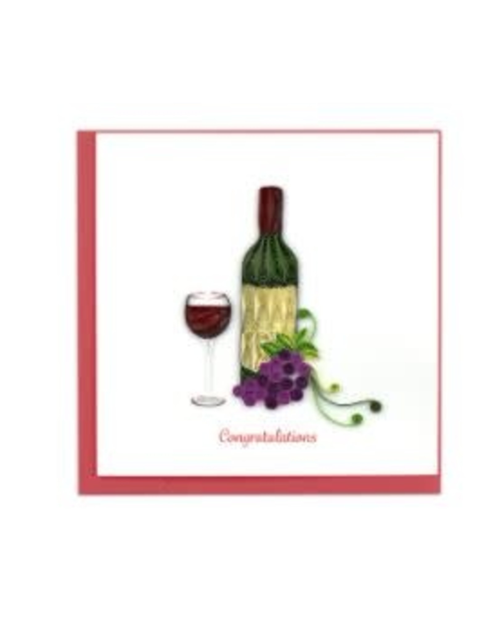 Quilling Card Lg - Wine Congrats