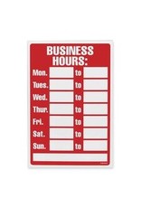 SIGN 12x8 RD/WT*BUSINESS HOURS