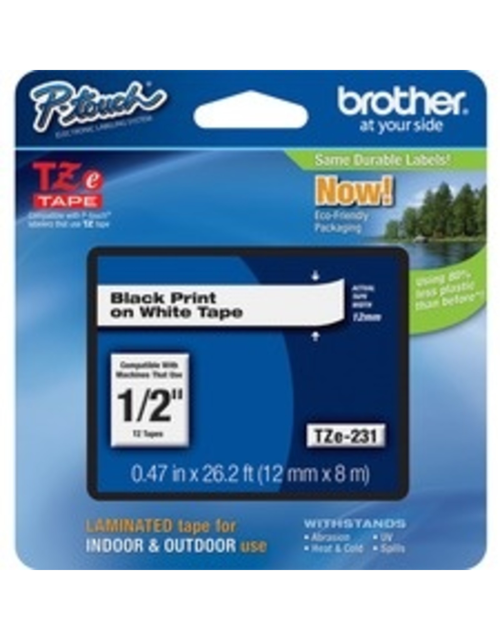 TAPE CASS, 12mm PT320*BLK/WHT